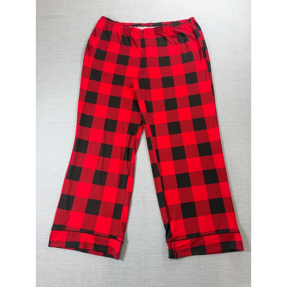 Joyspun Red Black Buffalo Plaid Pajama Pants XL 16-18 Wide Leg Lounge Sleepwear